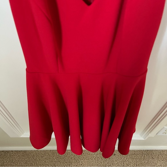 Lulus Cherry Red Mini Skater Dress Extra Small XS V-Neck Racerback - Picture 9 of 11